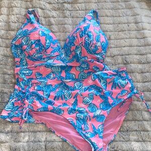 Stella Parker Pink & Blue Seashell Tankini Swimsuit Set size XL